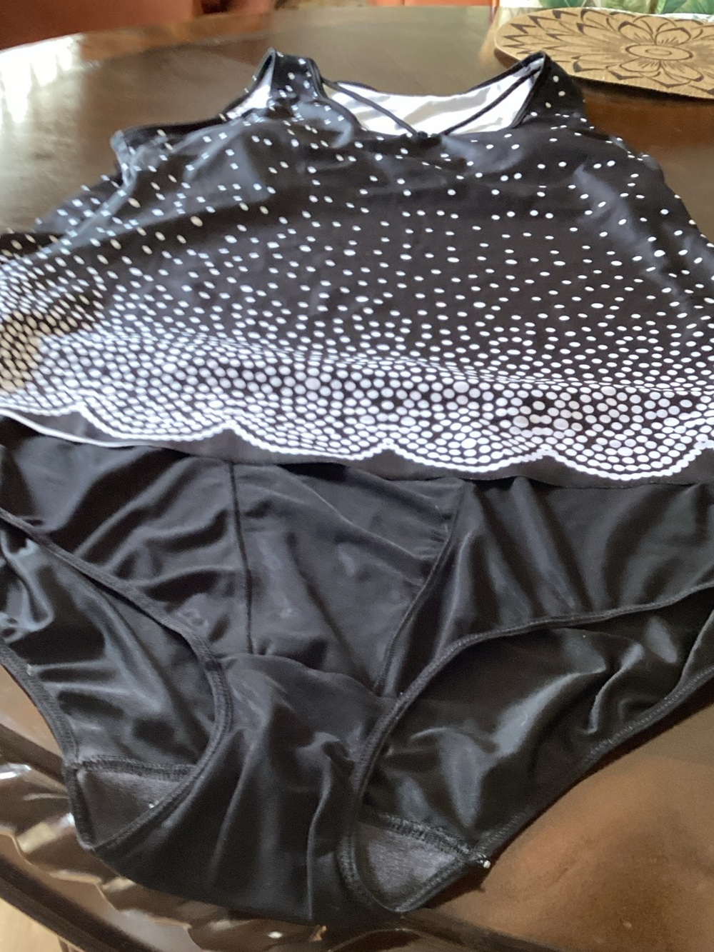 Women's Black & White Polka Dot Pajama Tankini Set